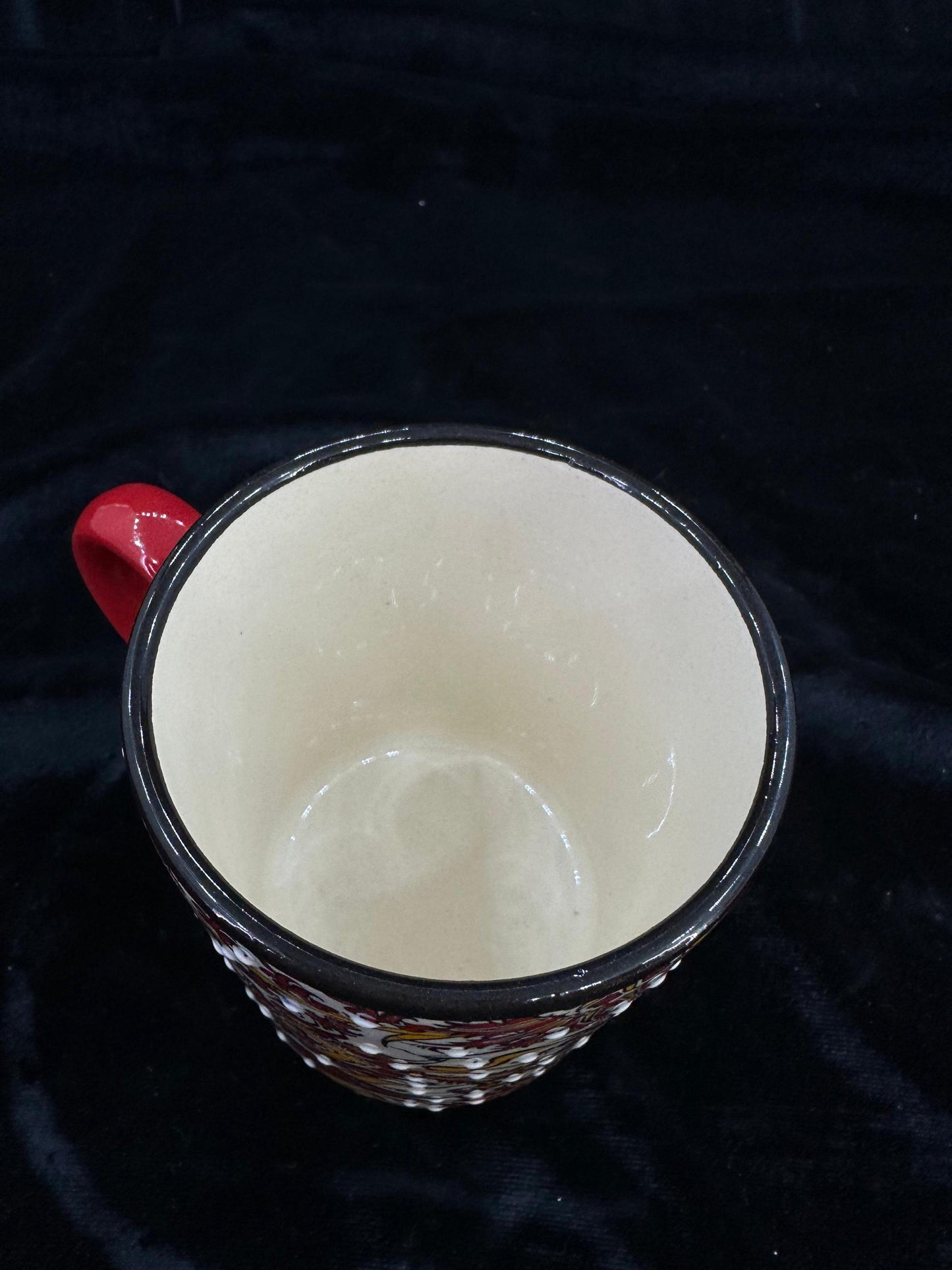 Hand-Painted Turkish Ceramic Mug – Red Floral Design, Unique Coffee or Tea Cup, Perfect Gift for Art Lovers