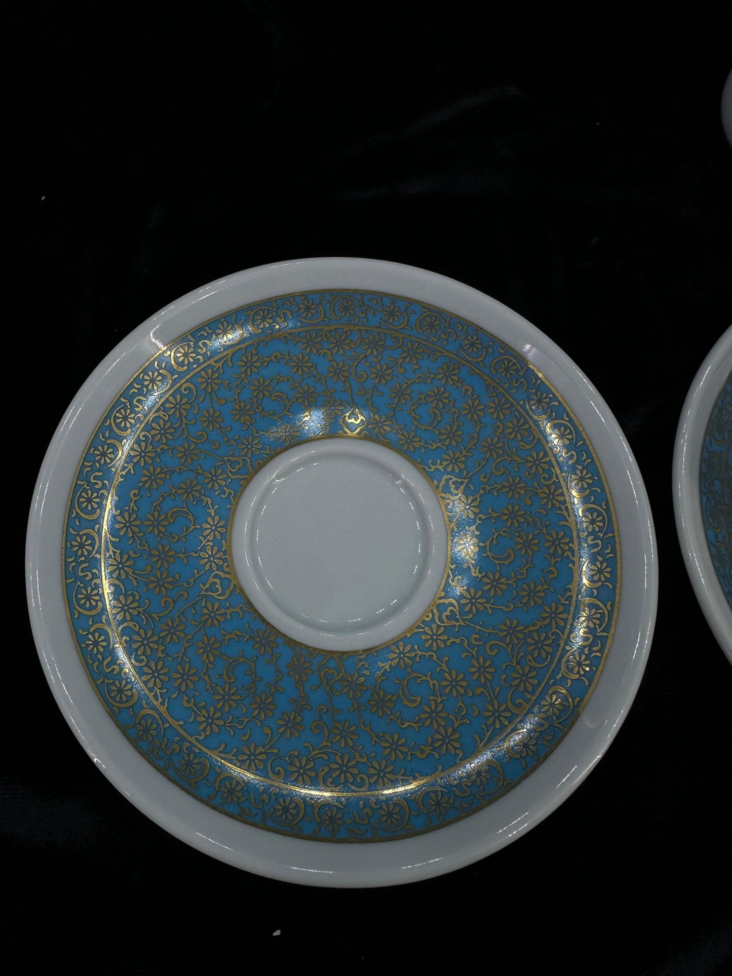 porcelain coffee set, gold coffee cup, turkish espresso cup, luxury coffee gift, handmade cup set, blue floral decor