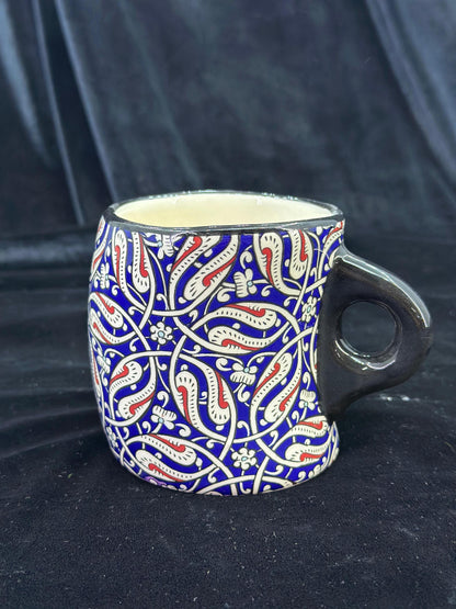 Handmade Ceramic Mug - Traditional Turkish Design - Unique Hand-Painted Coffee Cup - Decorative & Functional Gift for Tea or Coffee Lovers
