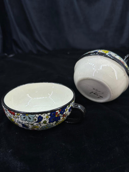 turkish tea set, ceramic tea set, teapot and cup, floral tea gift, hand painted tea set, pottery tea set, ottoman decor