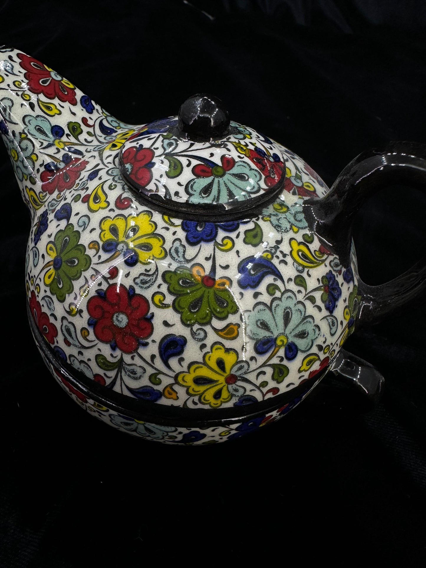 turkish tea set, ceramic tea set, teapot and cup, floral tea gift, hand painted tea set, pottery tea set, ottoman decor