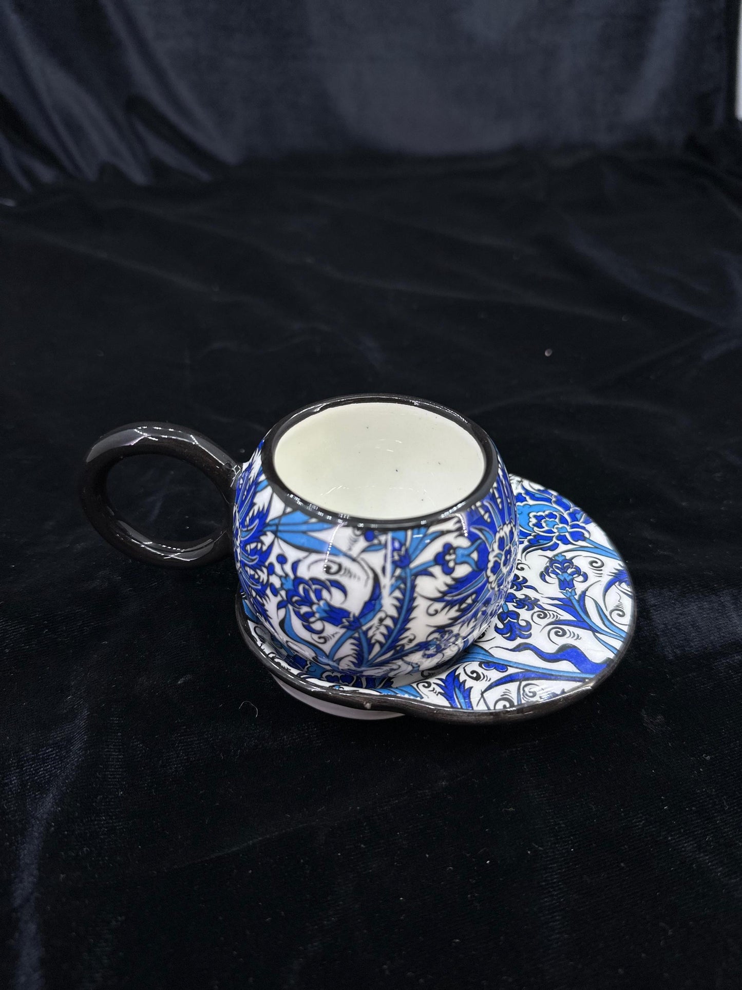 ceramic espresso cup, turkish coffee set, floral coffee cup, hand painted saucer, small latte cup,coffee cup gift