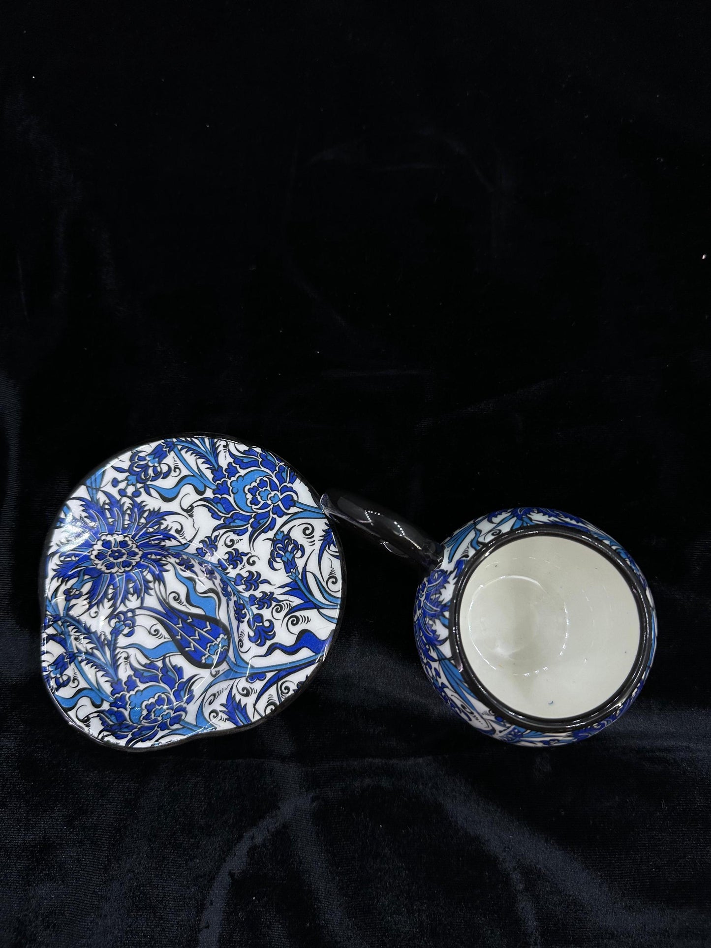 ceramic espresso cup, turkish coffee set, floral coffee cup, hand painted saucer, small latte cup,coffee cup gift