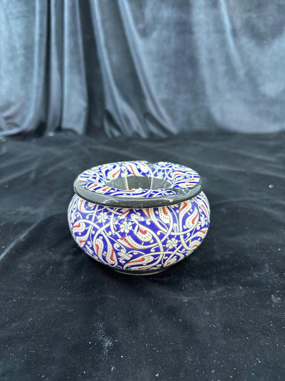 Handmade Ceramic Ashtray - Traditional Turkish Floral Design - Decorative and Functional Ceramic Smoking Accessory