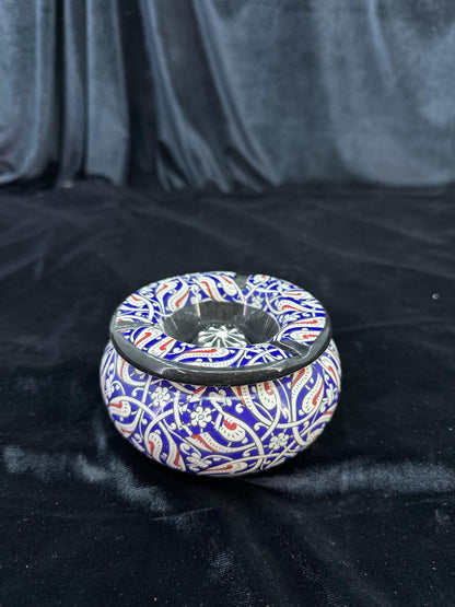 Handmade Ceramic Ashtray - Traditional Turkish Floral Design - Decorative and Functional Ceramic Smoking Accessory