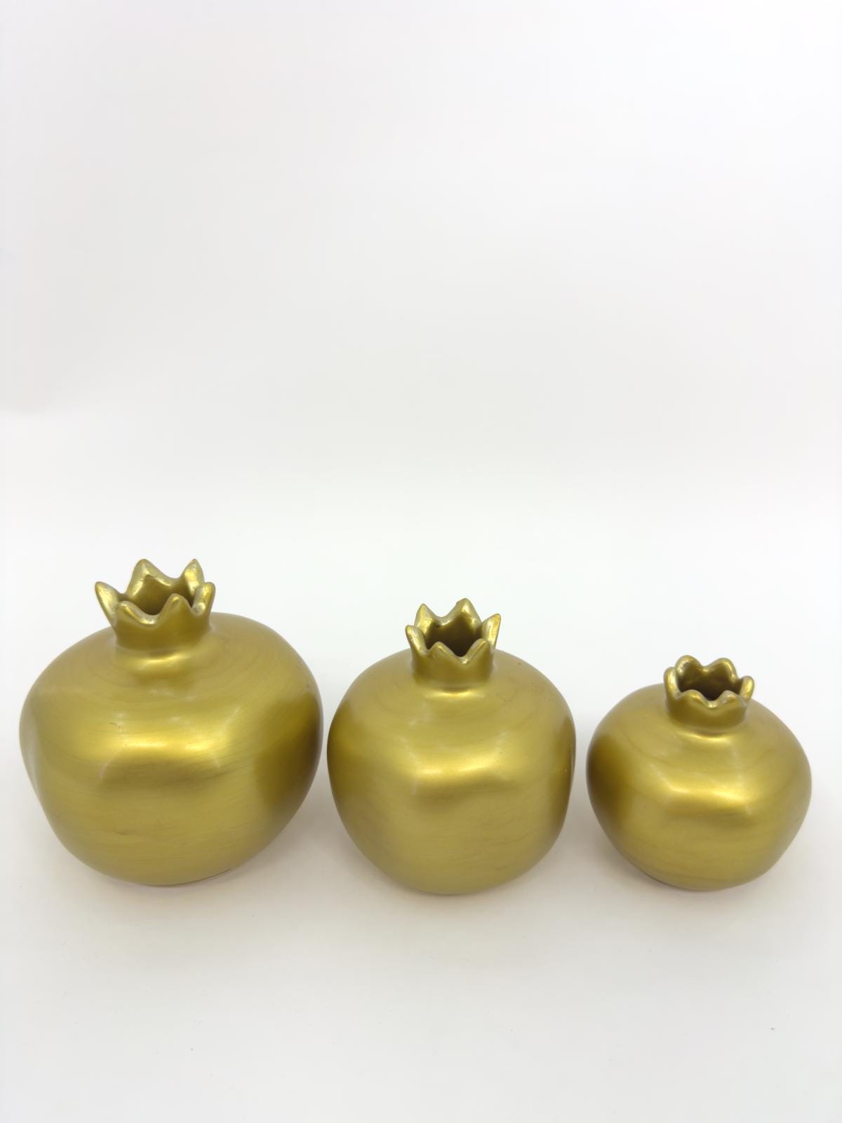 Gold Ceramic Pomegranate Set – Handmade Luxury Home Decor, Wedding & Housewarming Gift, Elegant Symbol of Prosperity