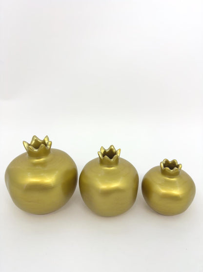 Gold Ceramic Pomegranate Set – Handmade Luxury Home Decor, Wedding & Housewarming Gift, Elegant Symbol of Prosperity