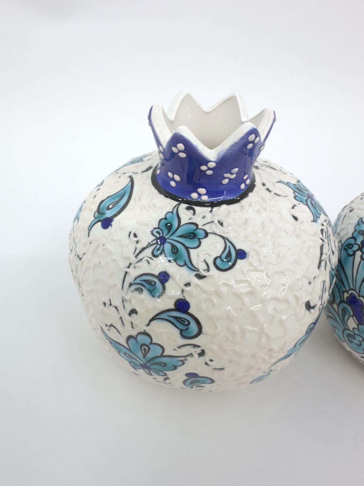Handmade Ceramic Pomegranate Set - 3-Piece Decorative Ornament -Turkish Pottery Gift - Unique Home Decor Accent