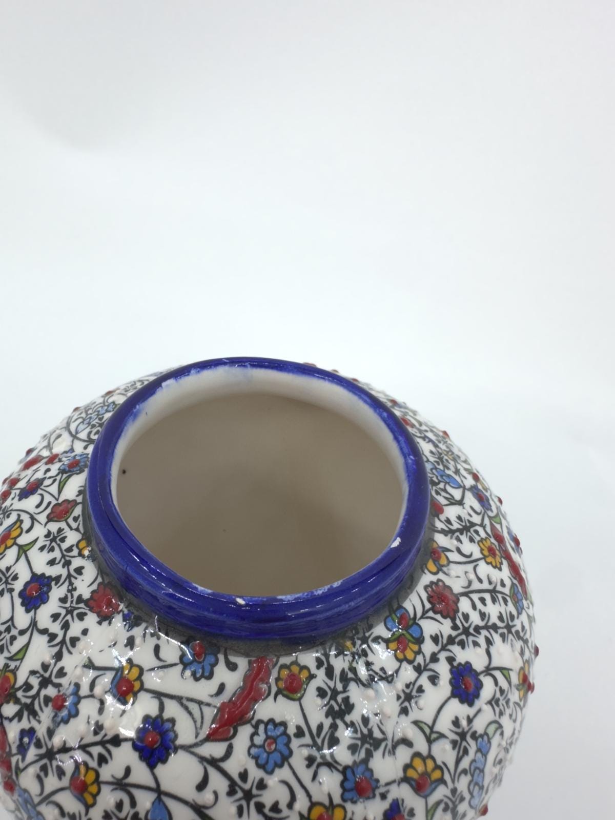 handcrafted ceramic jar,ottoman vase with lid,turkish pottery jar,floral embossed jar,decorative storage jar,artisan ceramic vase,gift idea