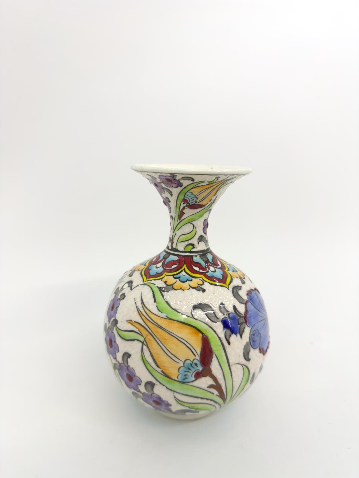 Handmade Turkish Ceramic Vase: Floral Pottery, Boho Home Decor