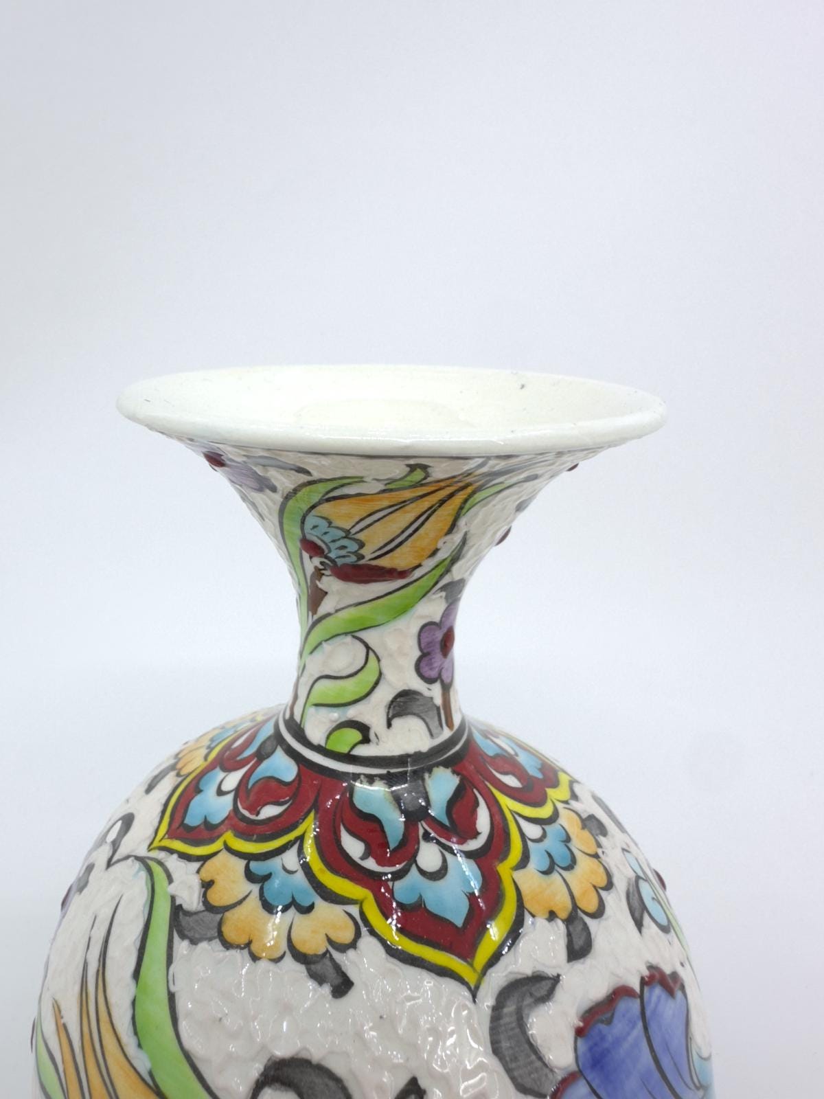 Handmade Turkish Ceramic Vase: Floral Pottery, Boho Home Decor
