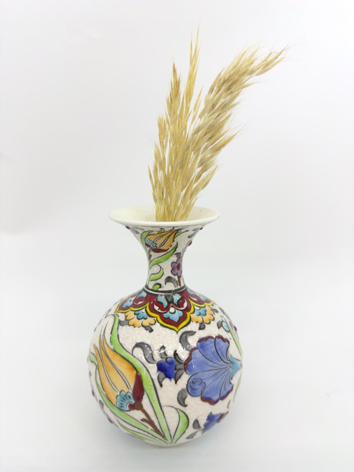 Handmade Turkish Ceramic Vase: Floral Pottery, Boho Home Decor
