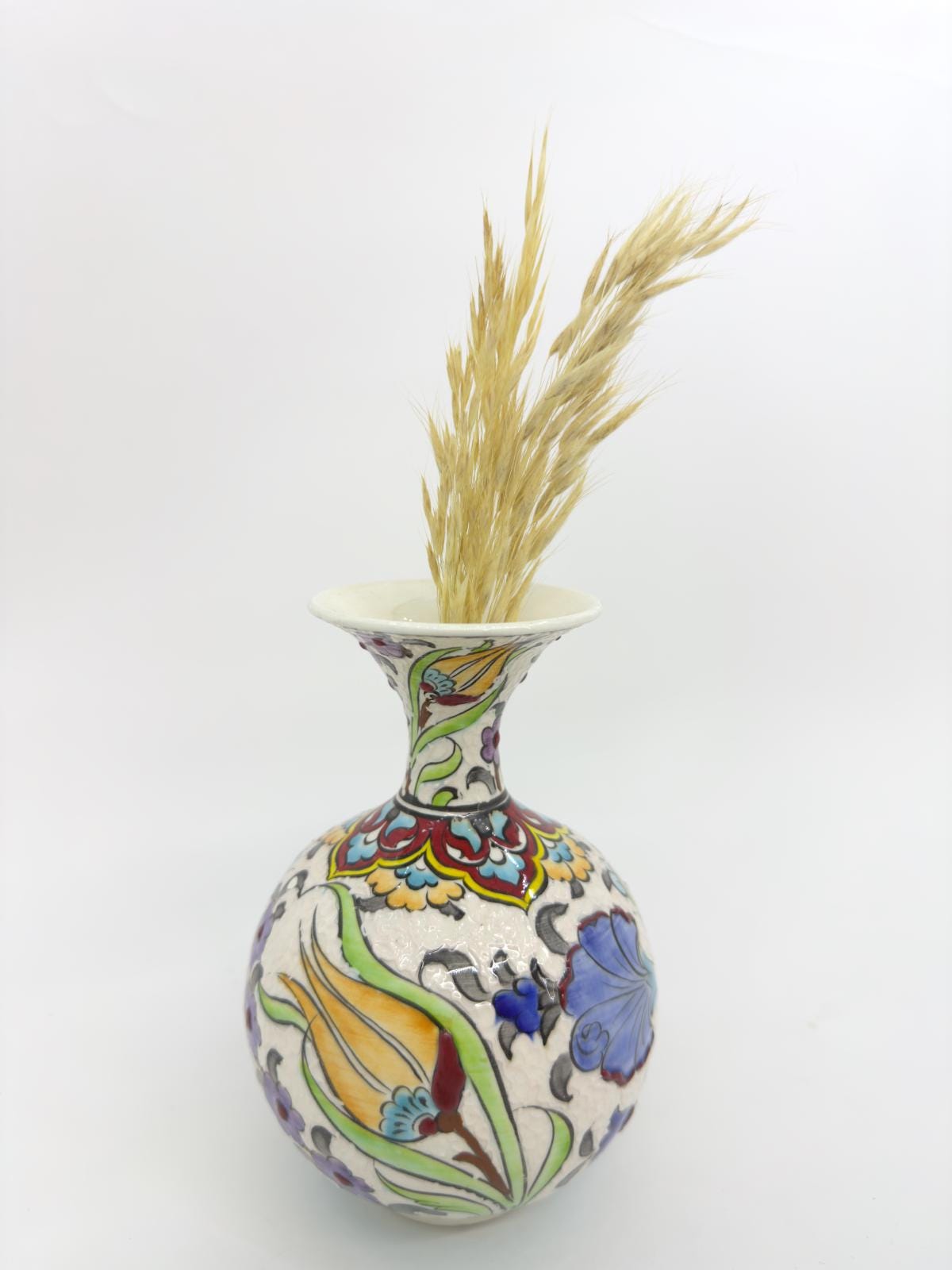 Handmade Turkish Ceramic Vase: Floral Pottery, Boho Home Decor