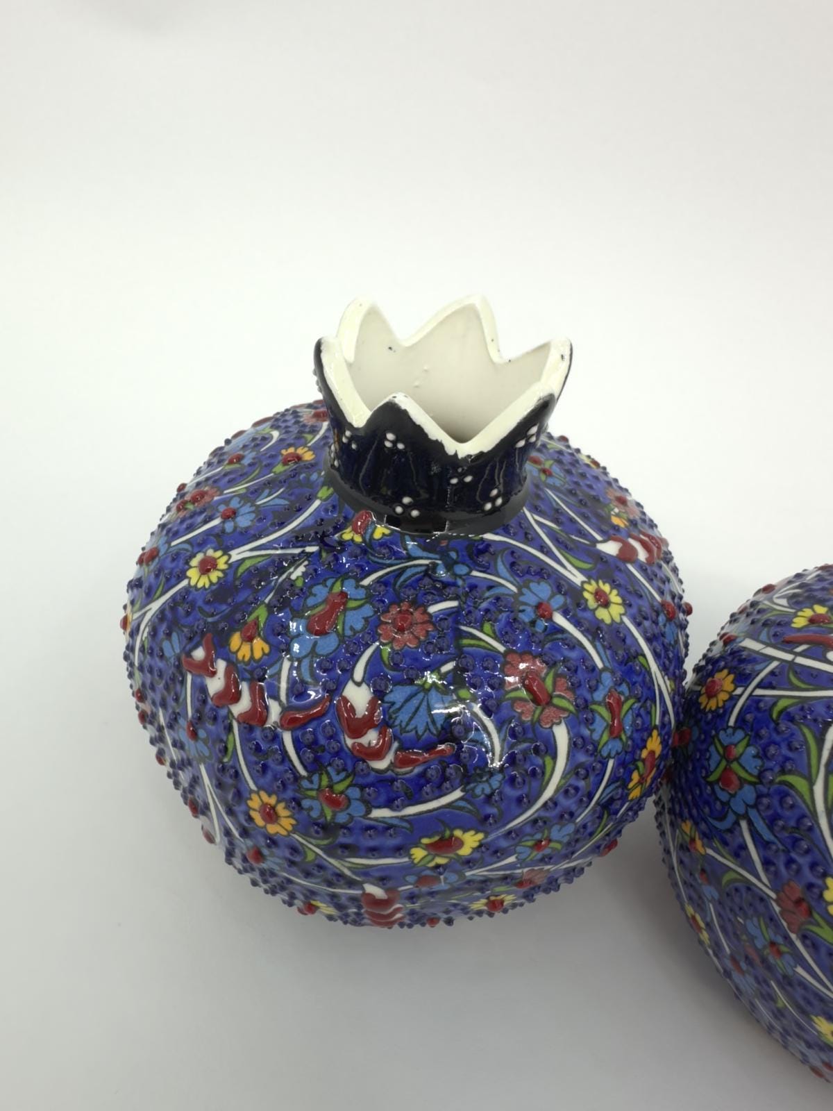 Handmade Ceramic Pomegranate Set - 3-Piece Decorative Ornament -Turkish Pottery Gift - Unique Home Decor Accent