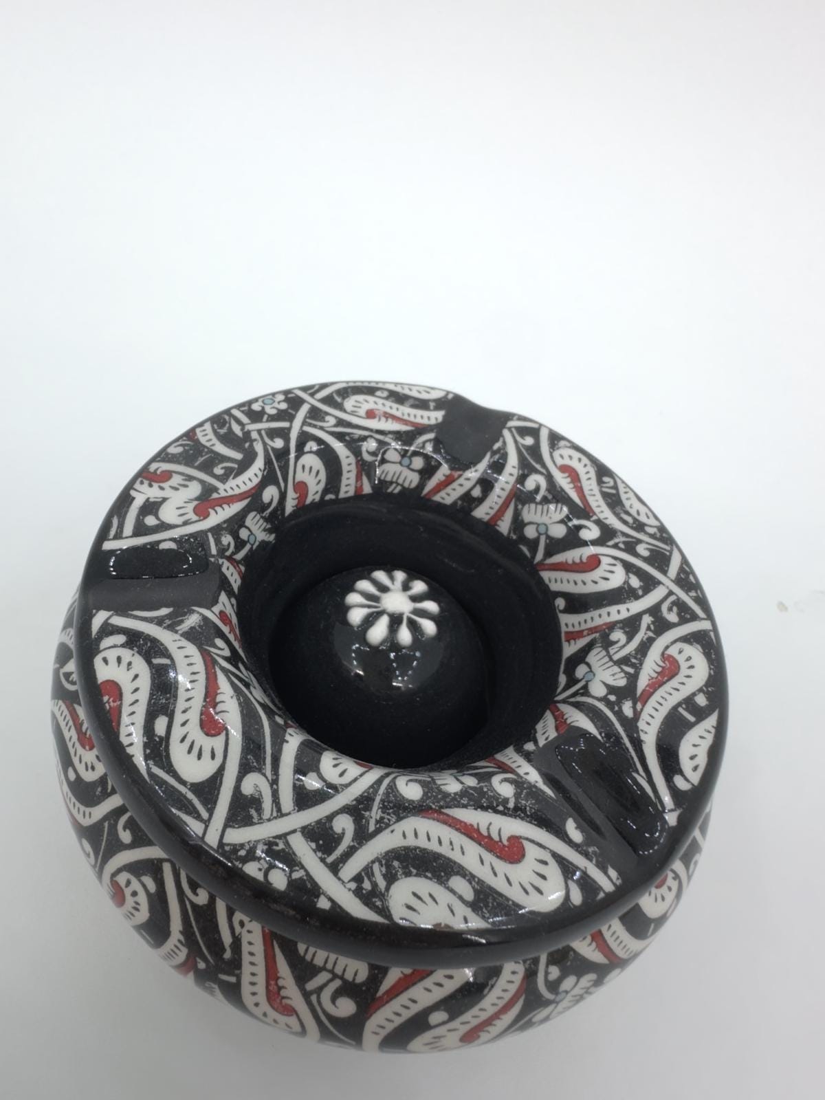 Handmade Ceramic Ashtray - Traditional Turkish Floral Design - Decorative and Functional Ceramic Smoking Accessory