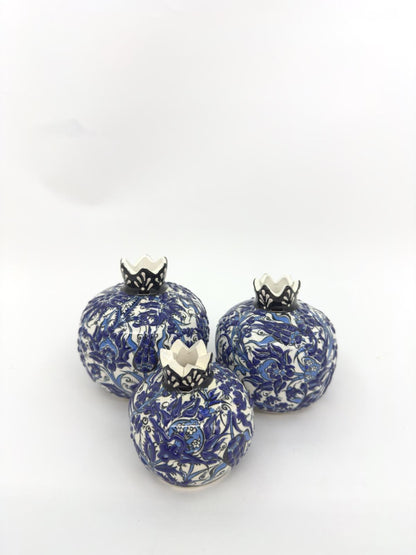 Handmade Ceramic Pomegranate Set - 3-Piece Decorative Ornament -Turkish Pottery Gift - Unique Home Decor Accent