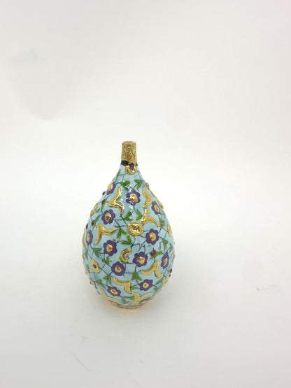Hand-Painted Decorative Ceramic Ornament with Gold Detailing – Ottoman-Inspired Floral Design, Unique Home Decor Accent