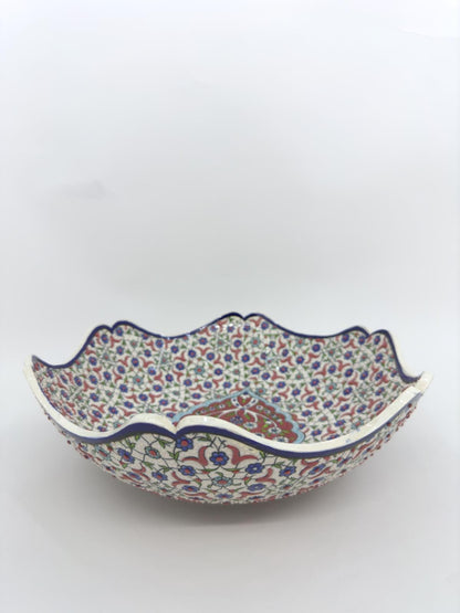 Handmade Turkish Ceramic Serving Bowl – 12" Hand-Painted Tree of Life Design, Large Decorative Fruit Bowl