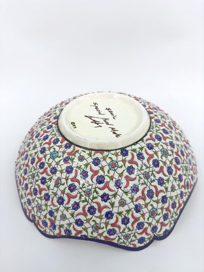 Handmade Turkish Ceramic Serving Bowl – 12" Hand-Painted Tree of Life Design, Large Decorative Fruit Bowl