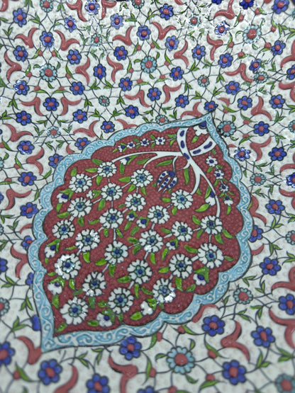 Handmade Turkish Ceramic Serving Bowl – 12" Hand-Painted Tree of Life Design, Large Decorative Fruit Bowl