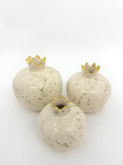 Handmade Gold Pomegranate Decor Set - Elegant Turkish Ceramic Art for Modern Homes, Gift-Ready, Shipped Fast from Turkey