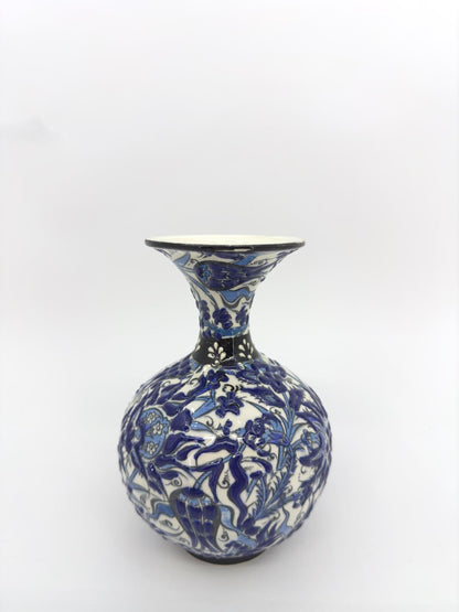 Hand-Painted Turkish Ceramic Vase – Kutahya Pottery Decor, Traditional Floral Design, Unique Handmade Gift, Authentic Home Accent