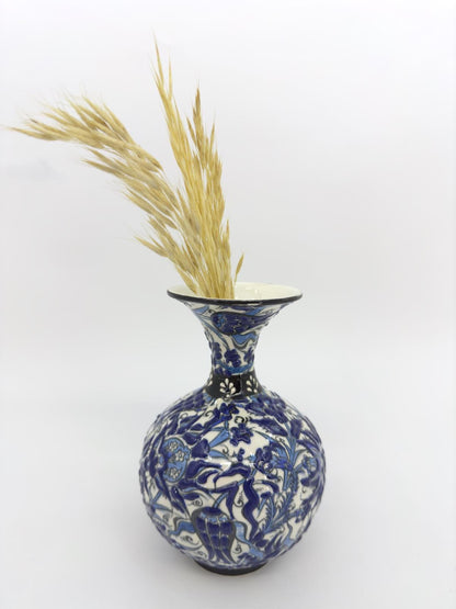 Hand-Painted Turkish Ceramic Vase – Kutahya Pottery Decor, Traditional Floral Design, Unique Handmade Gift, Authentic Home Accent