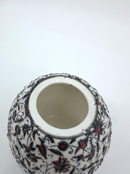 Handmade Black and White Ceramic Sugar Bowl with Lid – 5" Decorative Pottery Creamer, Unique Round Design, Ideal for Home Decor