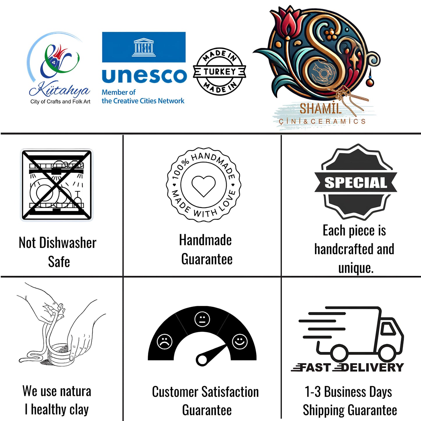 Handmade Turkish Ceramic Vase: Floral Pottery, Boho Home Decor