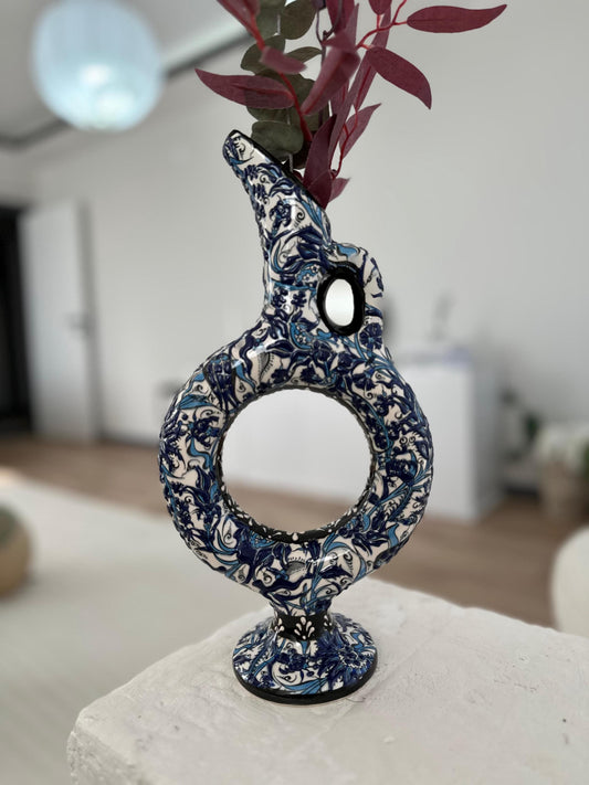Handmade Turkish Ceramic Hittite Wine Jug – Authentic Pottery Decanter, Unique Home Decor & Gift