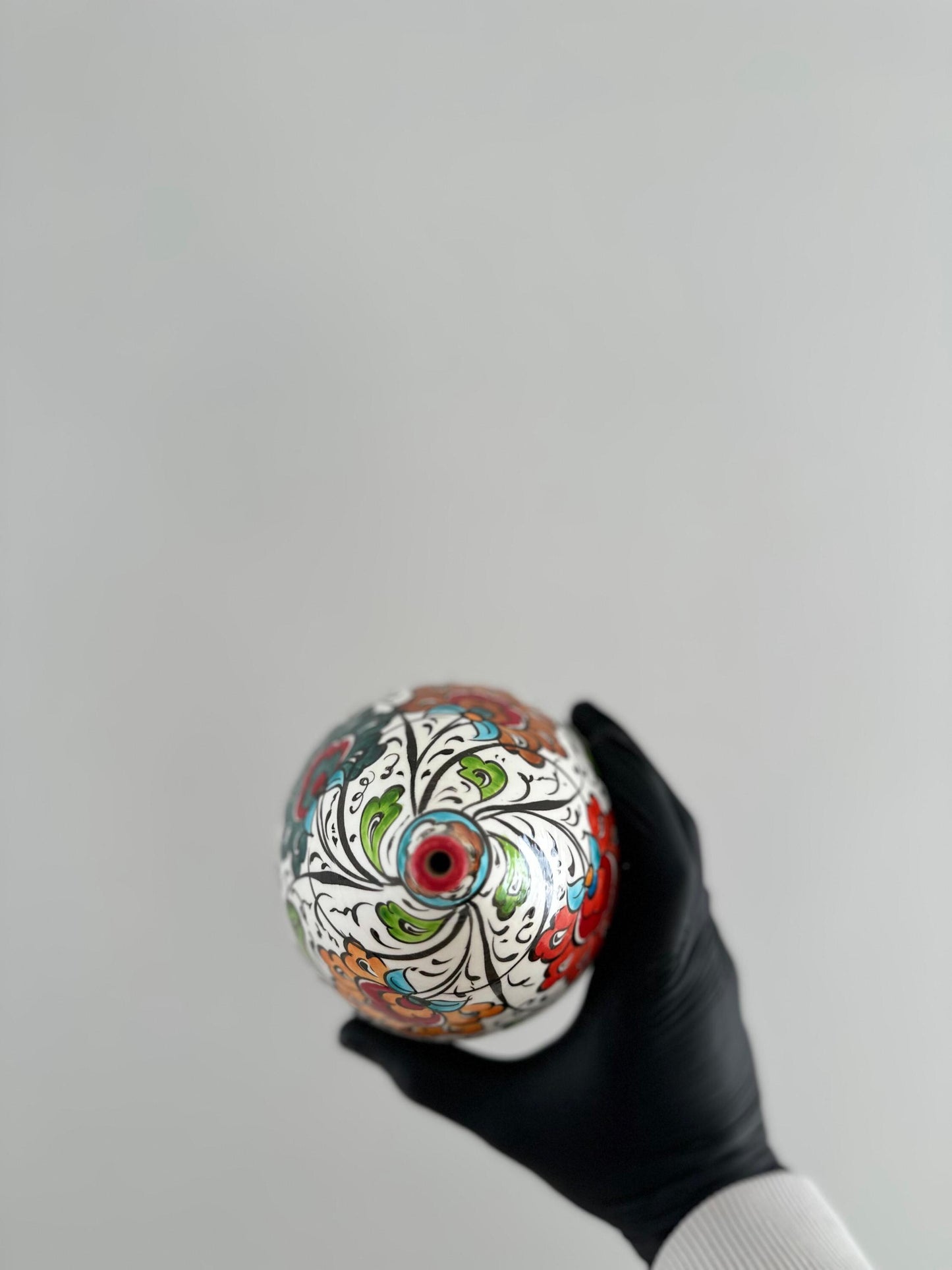 Handmade Turkish Ceramic Vase: Floral Teardrop Pottery, 25cm