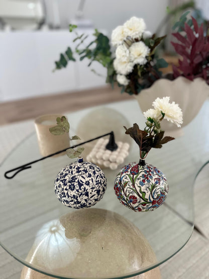 Handmade Turkish Ceramic Fig Decor - Iznik Style Floral Design - Unique Home Accent or Gift - Traditional Pottery Art 1 Piece