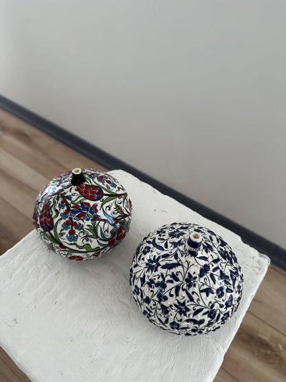 Handmade Turkish Ceramic Fig Decor - Iznik Style Floral Design - Unique Home Accent or Gift - Traditional Pottery Art 1 Piece