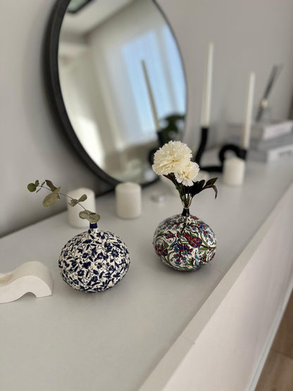 Handmade Turkish Ceramic Fig Decor - Iznik Style Floral Design - Unique Home Accent or Gift - Traditional Pottery Art 1 Piece