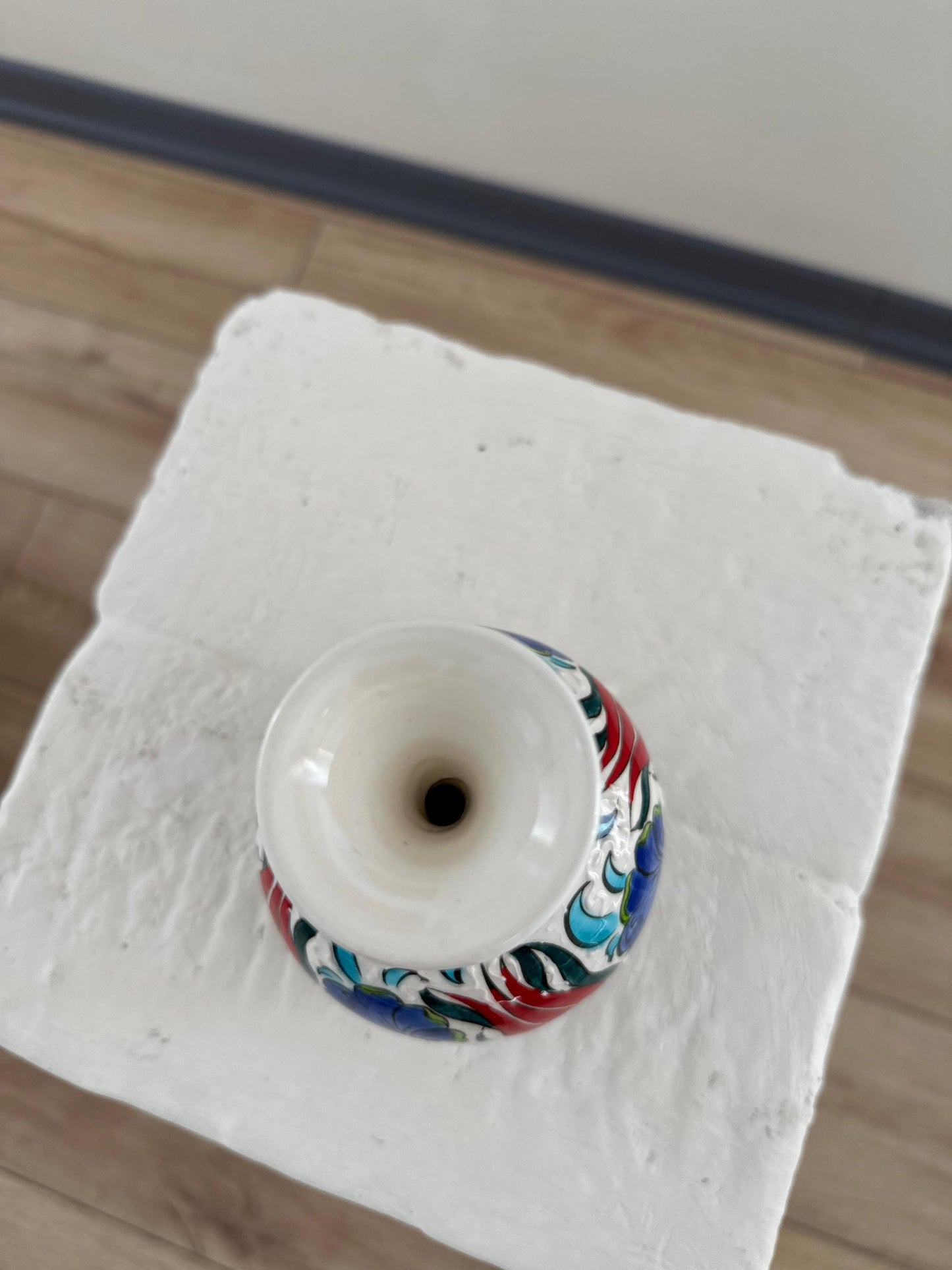 Hand-Painted Turkish Ceramic Vase – Iznik Pottery Decor, Traditional Floral Design, Unique Handmade Gift, Authentic Home Accent
