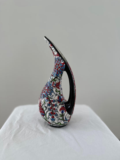 Handmade Turkish Pelican Ceramic Figurine - Iznik Style Decorative Ornament with Floral Patterns - Unique Home Decor Gift