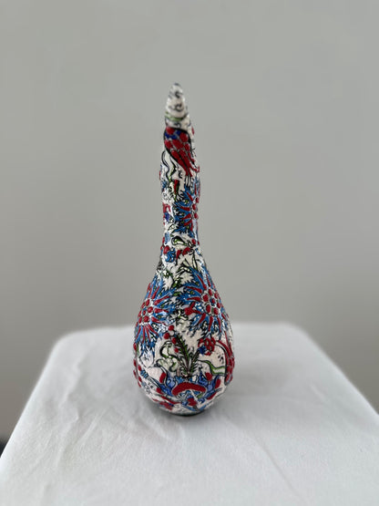 Handmade Turkish Pelican Ceramic Figurine - Iznik Style Decorative Ornament with Floral Patterns - Unique Home Decor Gift