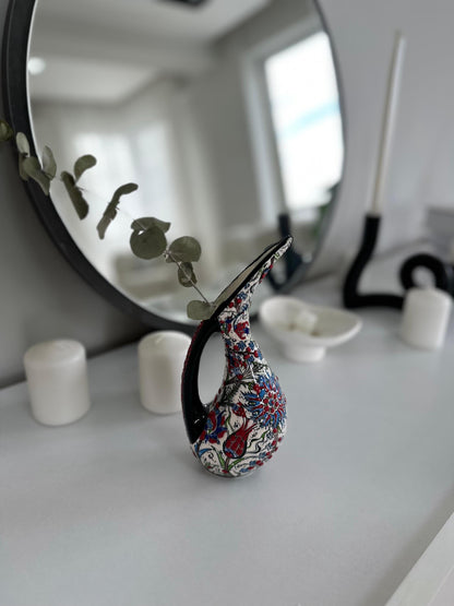 Handmade Turkish Pelican Ceramic Figurine - Iznik Style Decorative Ornament with Floral Patterns - Unique Home Decor Gift