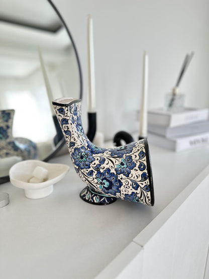 Handmade Ceramic Phone Amplifier | Unique Gramophone Design | Vintage Style Sound Booster | Turkish Ceramic Art | Gift for Music Lovers