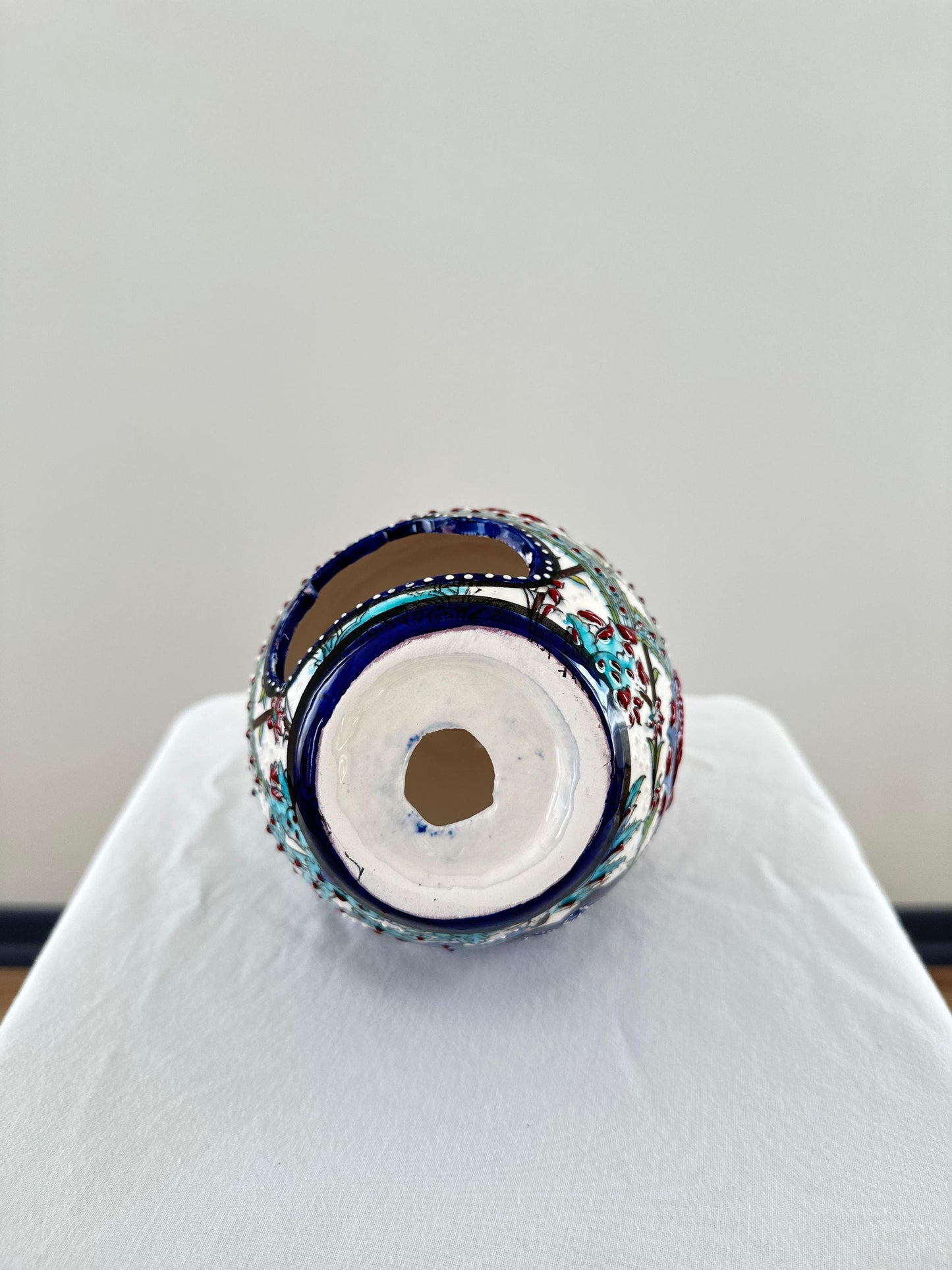 Handmade Turkish Ceramic Candle Holder: Ottoman Floral Lantern