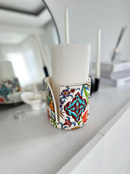 hand painted ceramic napkin holder, turkish napkin holder, ottoman decor, kitchen decor, floral ceramic, table centerpiece