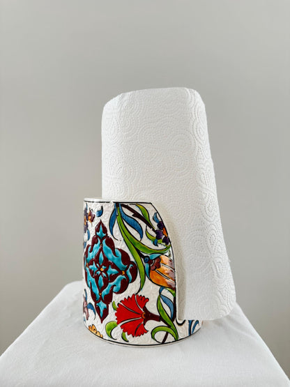 hand painted ceramic napkin holder, turkish napkin holder, ottoman decor, kitchen decor, floral ceramic, table centerpiece