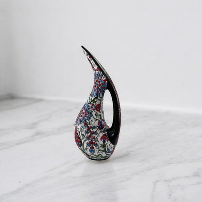 Handmade Turkish Pelican Ceramic Figurine - Iznik Style Decorative Ornament with Floral Patterns - Unique Home Decor Gift