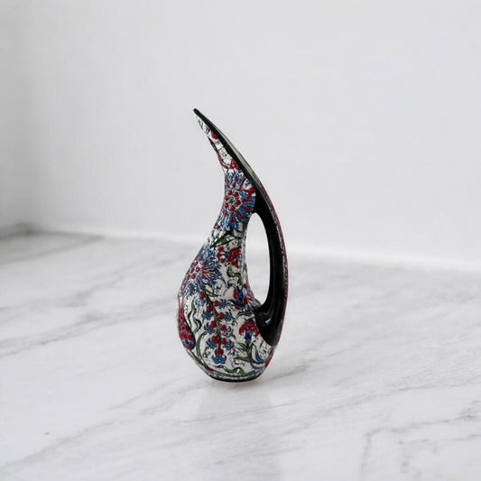 Handmade Turkish Pelican Ceramic Figurine - Iznik Style Decorative Ornament with Floral Patterns - Unique Home Decor Gift
