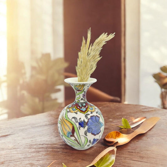 Handmade Turkish Ceramic Vase - Colorful Floral Design, Traditional Pottery, Unique Home Decor Accent, Artisan Gift Idea, Boho Style Vase