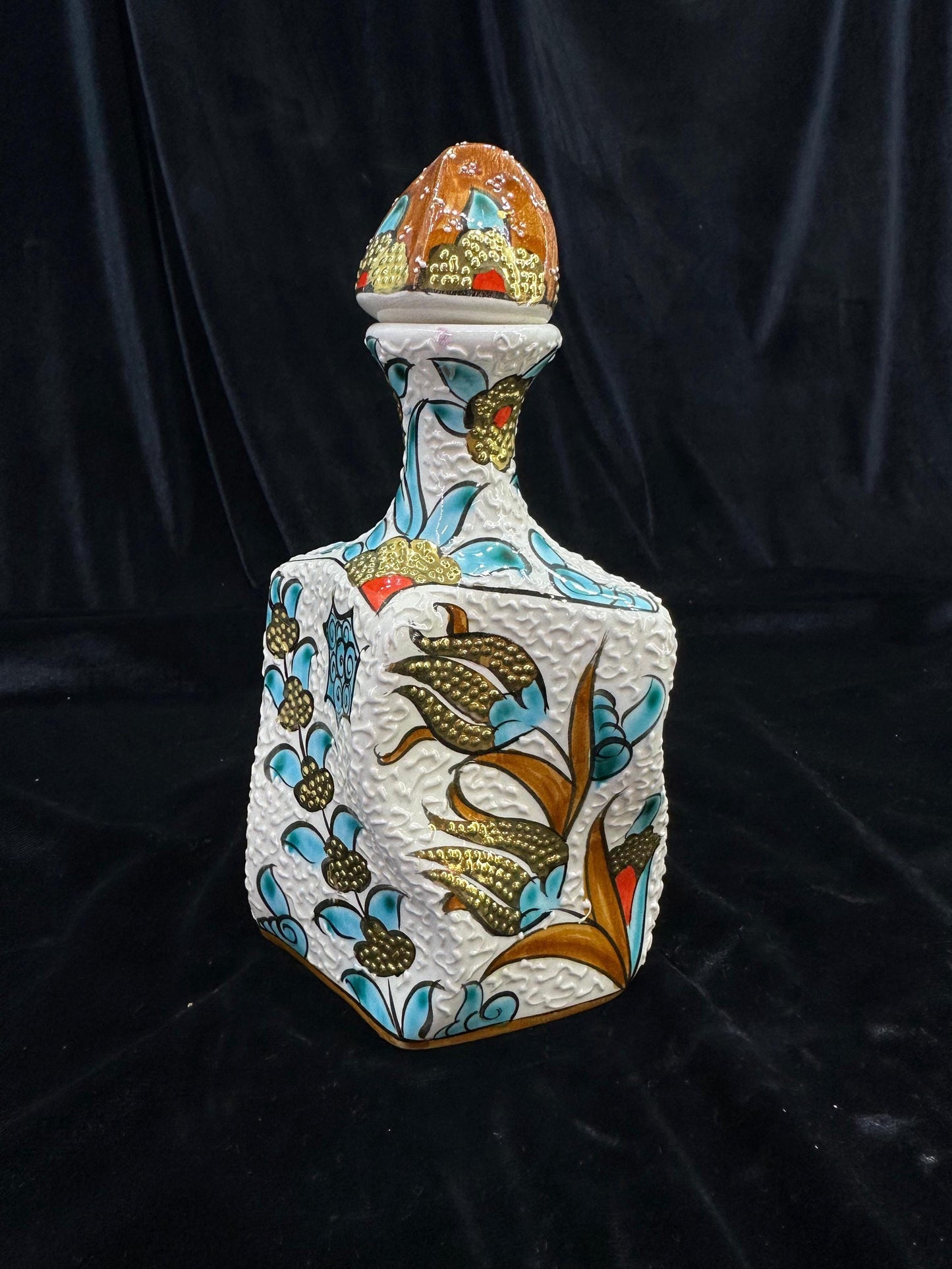Hand-Painted Decorative Liquor Bottle – Unique Ceramic Ornament for Home Bar or Shelf Decor, Perfect Valentine's Day Gift Idea