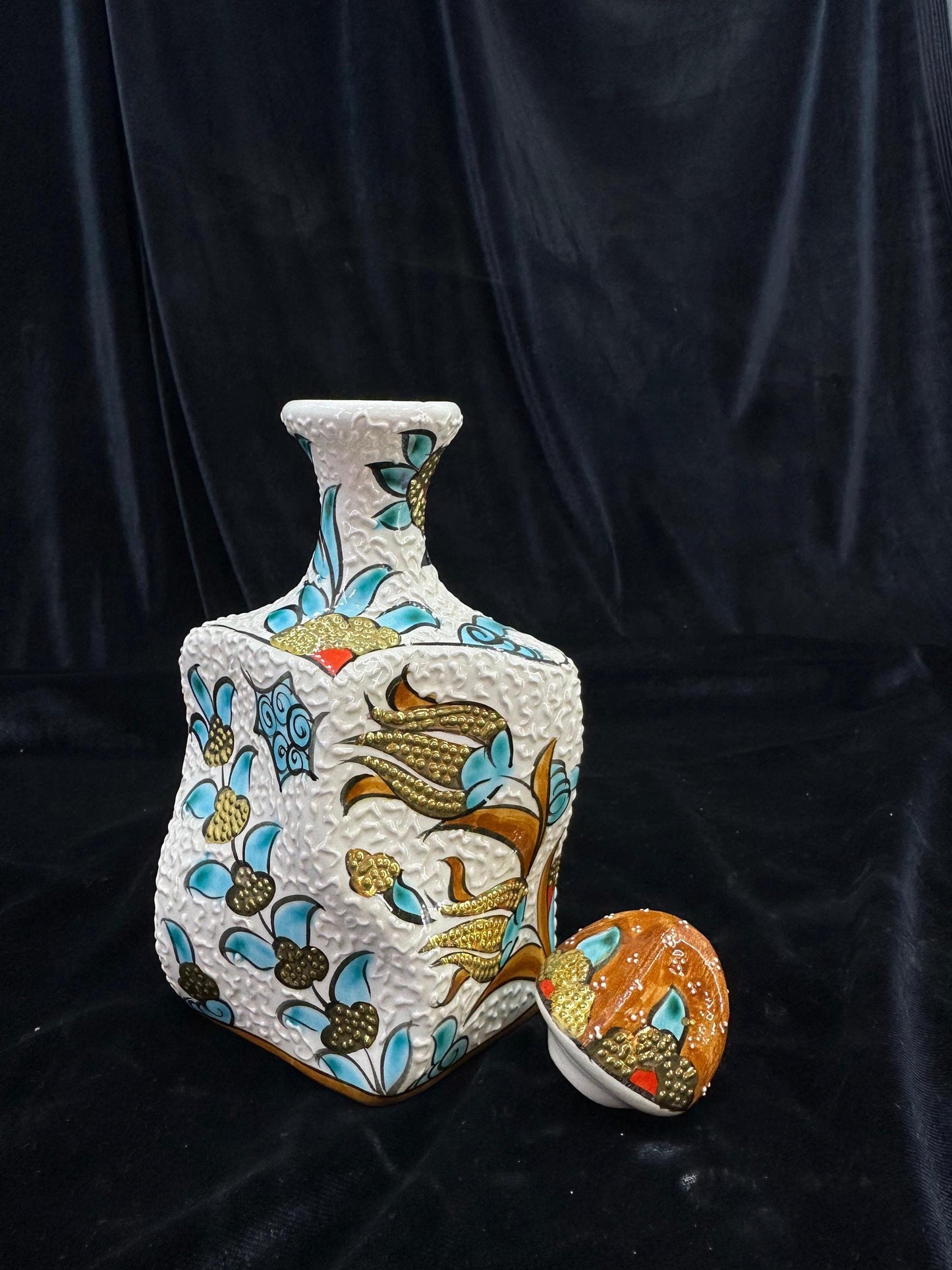 Hand-Painted Decorative Liquor Bottle – Unique Ceramic Ornament for Home Bar or Shelf Decor, Perfect Valentine's Day Gift Idea