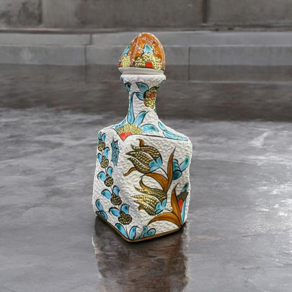 Hand-Painted Decorative Liquor Bottle – Unique Ceramic Ornament for Home Bar or Shelf Decor, Perfect Valentine's Day Gift Idea