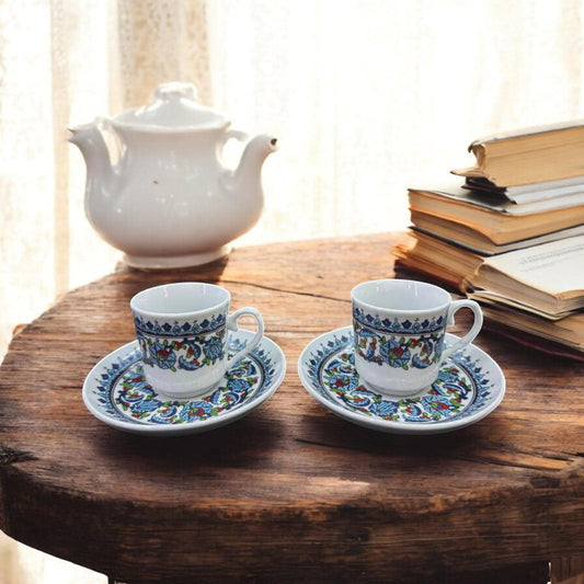 turkish coffee set, ceramic espresso cup, ottoman coffee gift, handmade coffee cups, floral cup set, pottery coffee decor