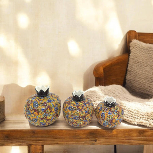 Ceramic Pomegranate Decor Kitchen Accent Counter Display Dining Room Table Centerpiece Jewish Gift Handmade Pottery Home Decoration Shelf